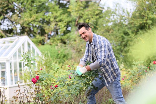 Seasonal garden tasks being performed